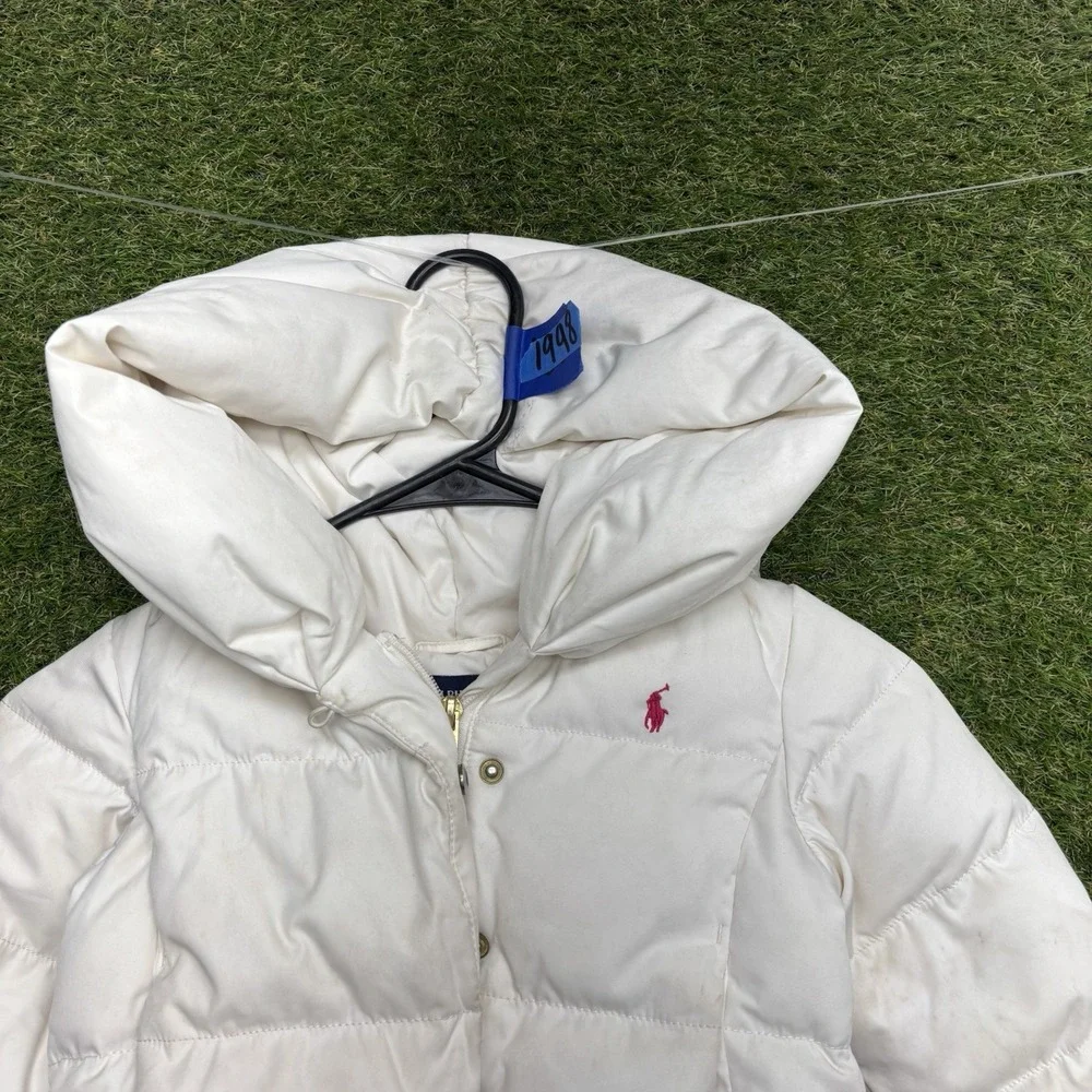 Ralph Lauren Down Jacket Girls 4T Kids Toddler Hooded Peplum Ski Coat Winter
